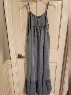 Doe and RaeLight Wash Denim Maxi Dress with Button Front, Size S